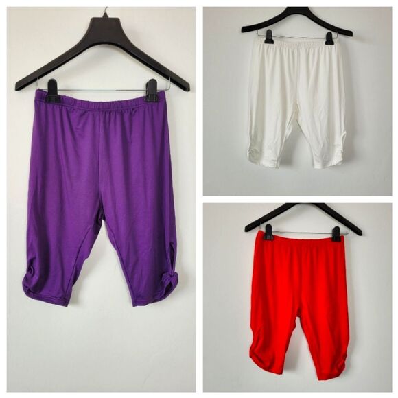 Set Of 3 NEW Biker Shorts Knee Length Under Skirt Modesty Red Purple White Large - Picture 1 of 14